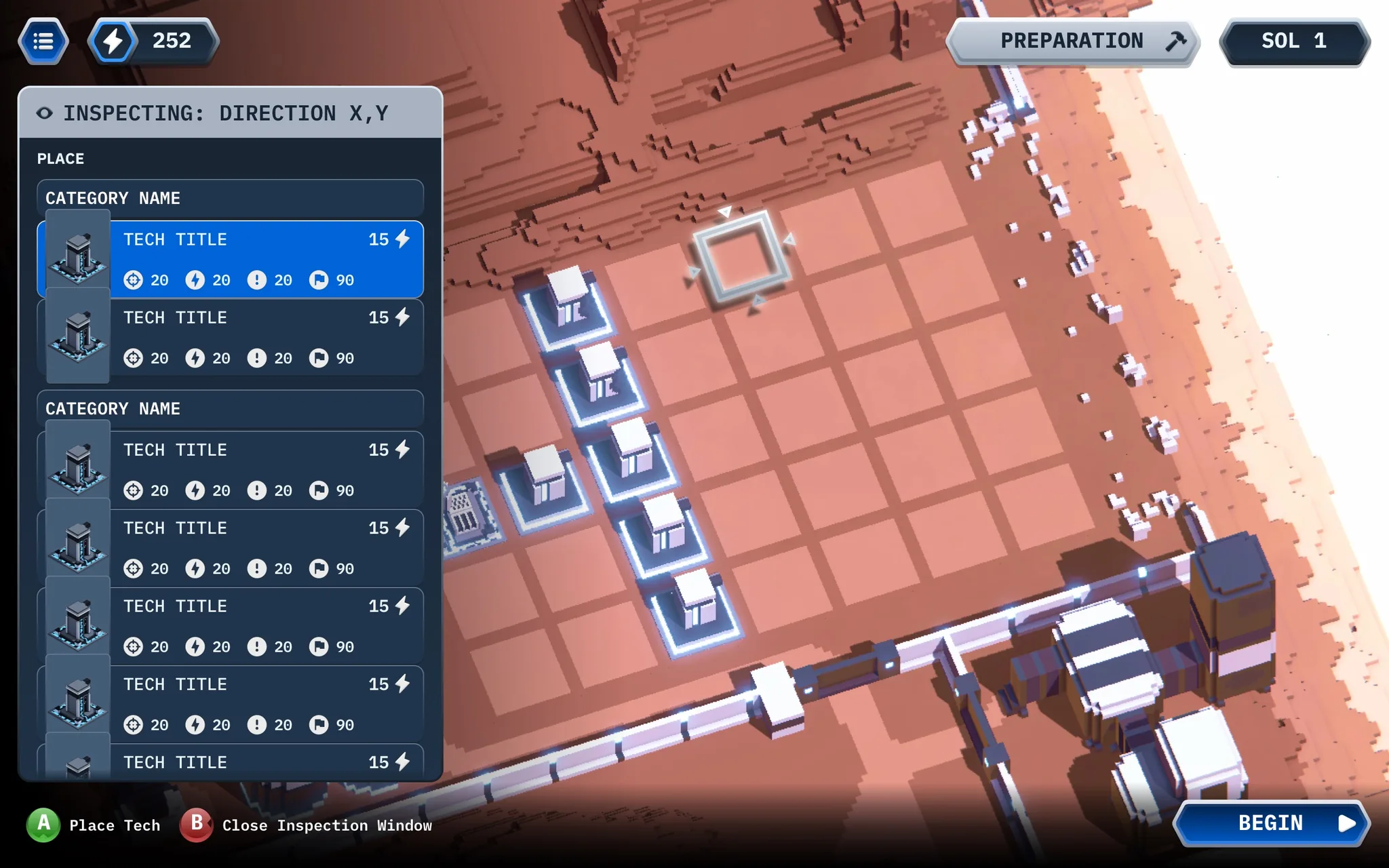 Tile Menu on an empty tile: the Tech you can place there.